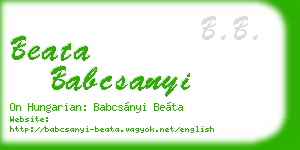 beata babcsanyi business card